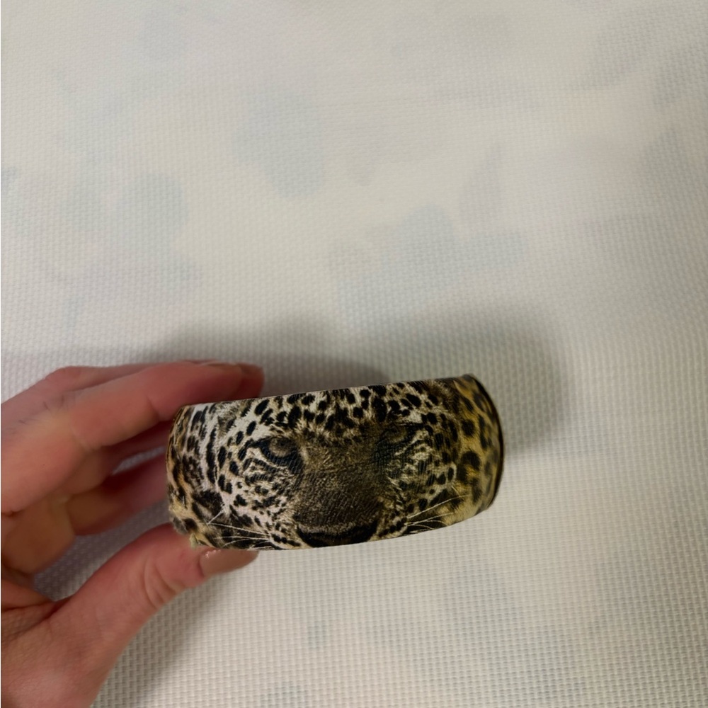 Leopard cheetah Bangle Bracelet costume jewelry gifts travel animal eyes thick